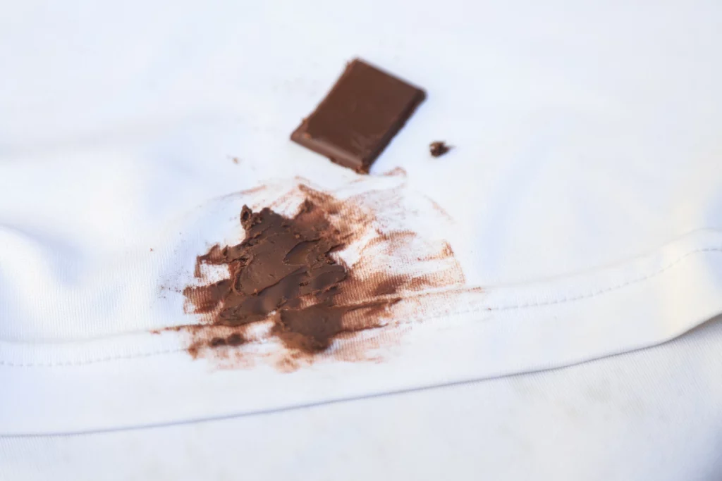 Chocolate stains on cloth