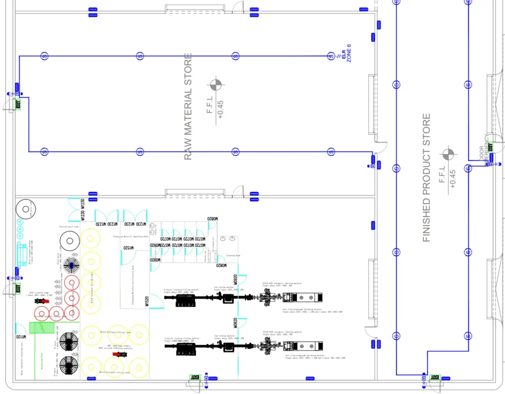 CAD layout planning for Yeser Chemicals turnkey liquid detergent production line project in Jeddah
